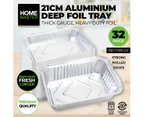 Home Master 32PK Aluminium Deep Foil Trays Durable Premium Quality 21cm - Silver