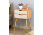 Bedside Table Two Drawer Side Ample Storage Wooden Nightstand Storage Bedroom Cabinet - Oka