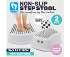 1st Steps 2PCE Step Stool Kids Non Slip Surface Sturdy 36 x 24 x 13cm - White