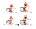 Rose Gold Metal Butt Plug Jewellery Rhinestone Anal Sex Toys - Pink