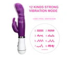 Rabbit Vibrator 12 Modes G Spot Waterproof Vibrating Orgasm Women - Rose Red