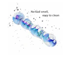 Crystal Glass Dildo Long Butt Plug Waterproof Colourful Anal Beads - Blue