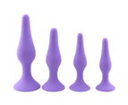 4Pcs / Set Anal Trainer Kit Soft Silicone Black Or Purple Butt Plug - Black