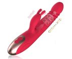 Heating Rabbit Vibrator Rechargeable Waterproof G Spot Female - Rose Red