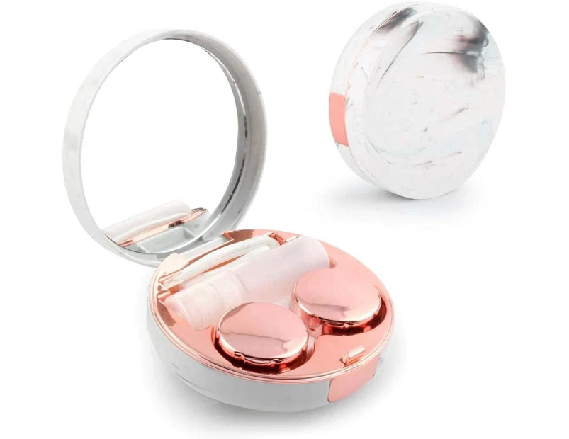 Rose Gold Contact Lens Case with Mirror Tweezers Remover Tool