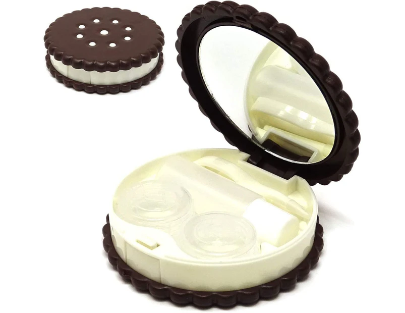 Cookie Shaped Contact Lens Case  (Brown)