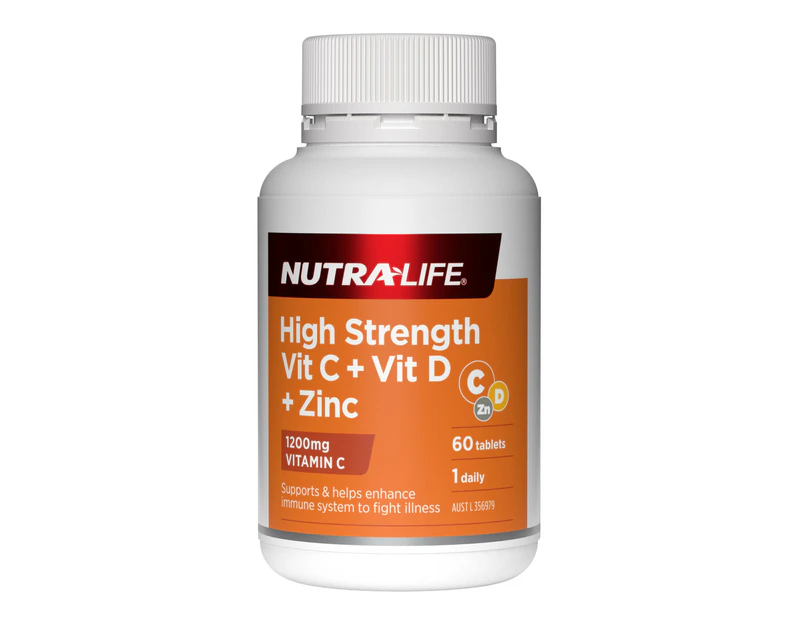 Nutra-Life High Strength Vit C + Vit D + Zinc 60tablets