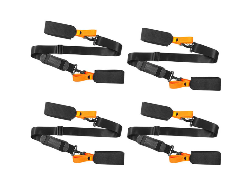 GEERTOP Strong and Thick Ski Straps 4 Packs with Cushioned Fastener Tape Strap Loop for Adults-D Orange