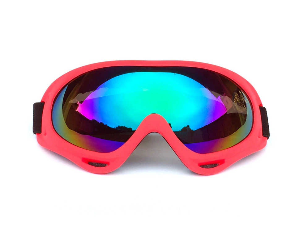 GEERTOP Ski Goggles with Wind Dust UV 400 Protection for Teens Kids Adults-RedFrame/Rainbow