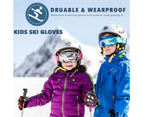 GEERTOP Kids Snow Gloves Waterproof Insulated Thickening Warm Ski Gloves-Red