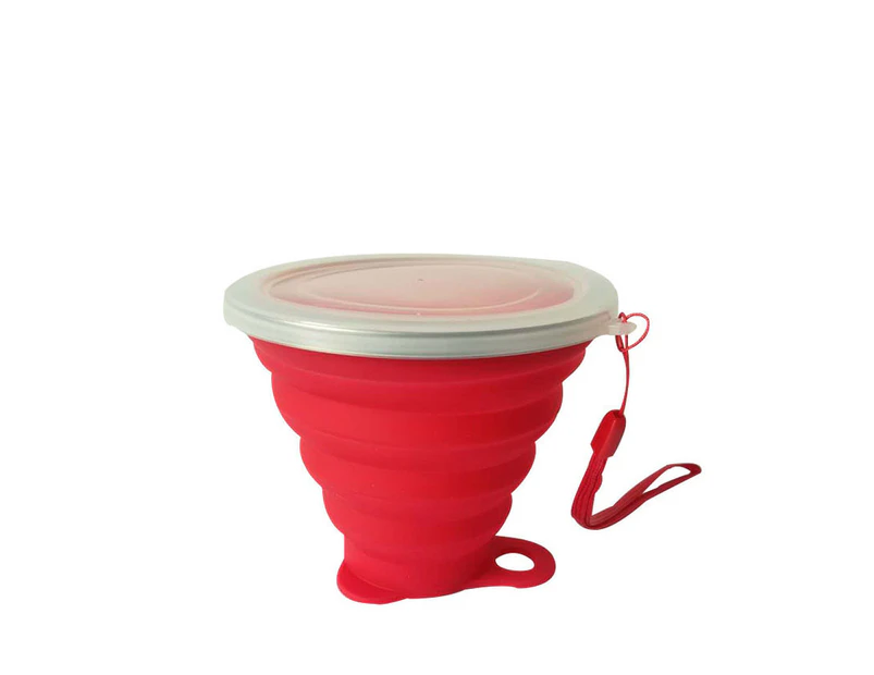 GEERTOP Silicone Collapsible Travel Cup Camping Mug with Lid Expandable Drinking Cup-Red