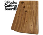 3x Hard Wood Hygienic Cutting Wooden Chopping Board Natural Kitchen Block