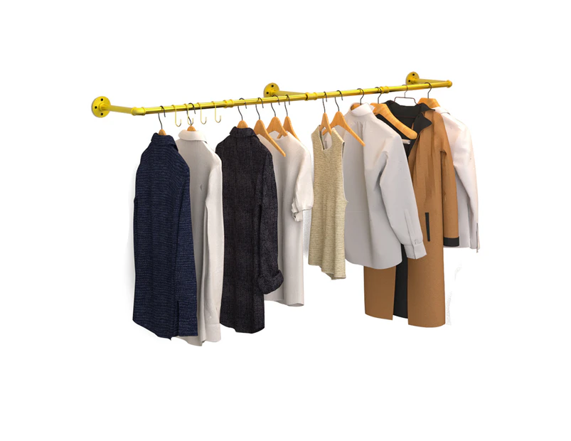UNHO Gold Metal Pipe Clothing Rack Vintage Retail Commercial Garment Rack Rod
