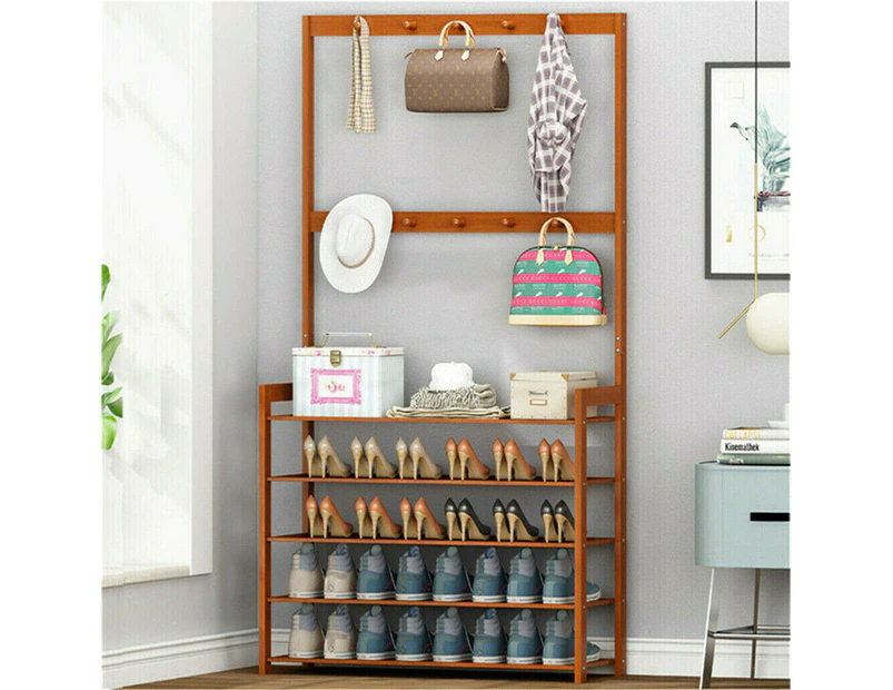 Large Hall Tree Entryway Coat Hat Stand Shoe Storage Console Table Home Office