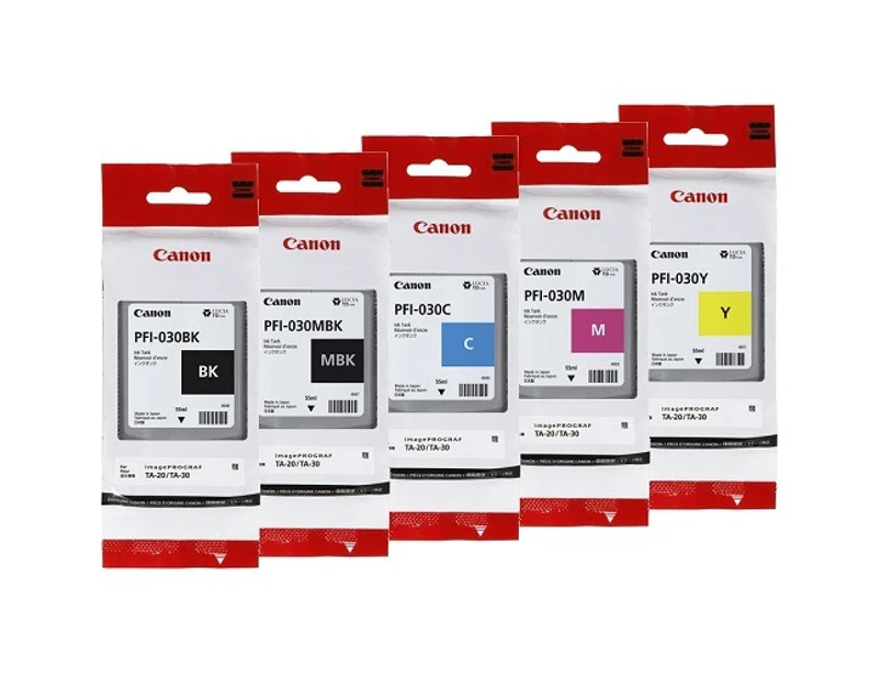 Canon PFI-030BK, MB, C, M, Y Set of 5 Inkjet Cartridges