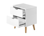 Oikiture Bedside Tables 2 Drawers Side Table Nightstand Storage Cabinet White