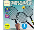 Summer Splash 3 Sets Tennis Racquet With Sponge Ball Blue Yellow & Red 52cm Outdoor Fun