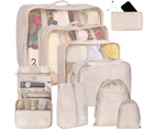 9 PCS Travel Luggage Organizers Set Luggage Packing Cubes for Suitcases,Beige(One Free Giveaway As Seen On Photo)