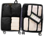 8 Pcs Travel Storage Packing Organizers  Luggage Packing Cubes,Black(One Free Giveaway As Seen On Photo)