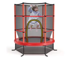 Costway 5.3FT Kids Trampoline Bouncer Jumping Trampolines Indoor Outdoor Children Gift w/Enclosure Net Safety Pad, Max Load 45kg Red