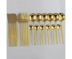 24Pcs Stainless Steel Cutlery Set Fork Knife Spoon Tableware Flatware - Gold