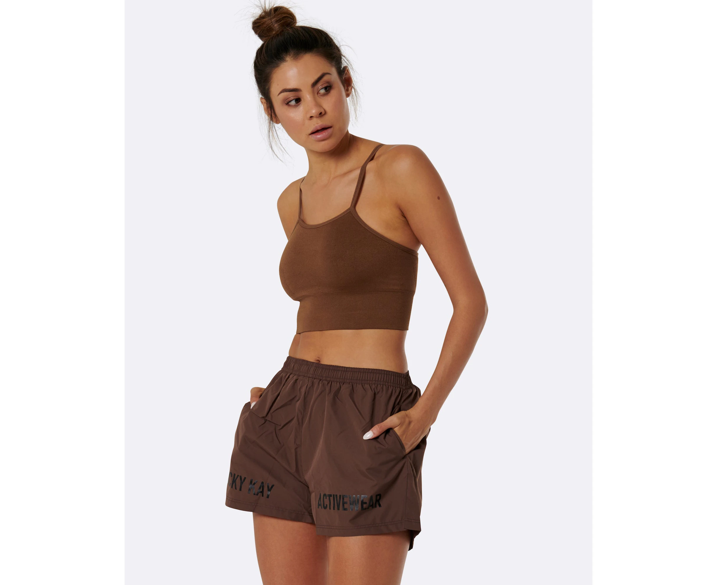 Women's Shorts High Waist Brown