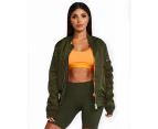 Women's Oversized Reversible Bomber Jacket Khaki and Orange