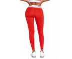 Women's Compression Tights Red with White Waistband