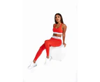 Women's Compression Tights Red with White Waistband