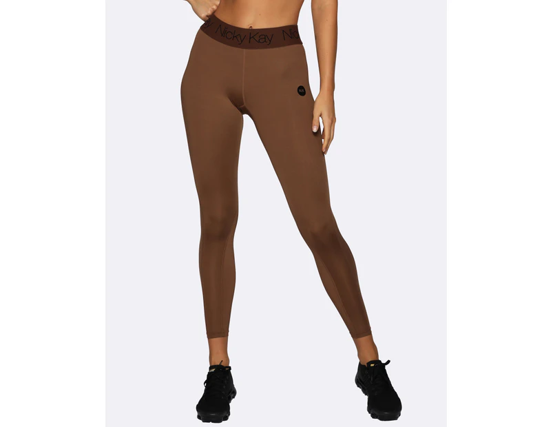 Women's Compression Tights High Waist Brown