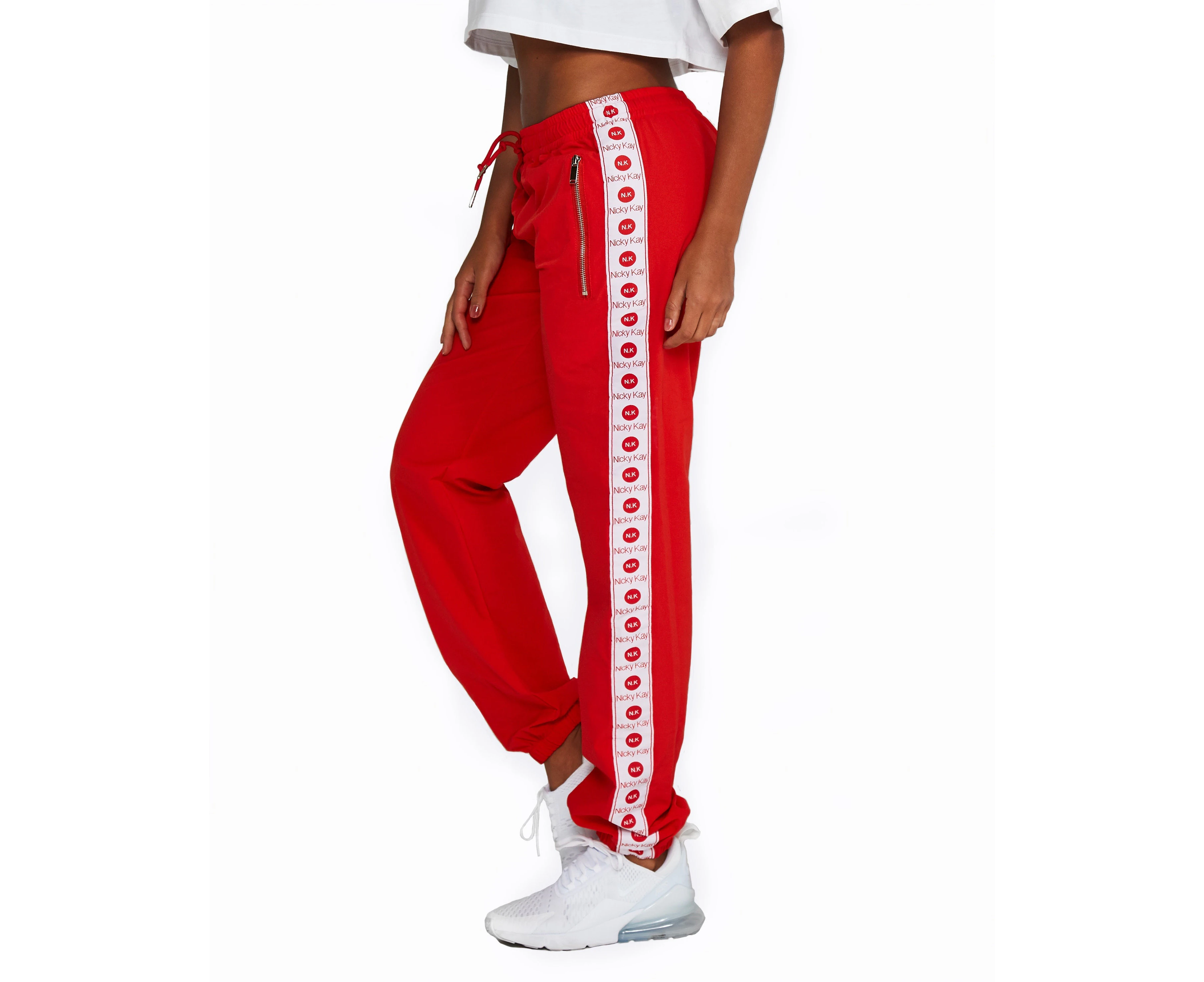 Women's Tracksuit Pants White with Red Logo