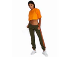 Products Women's Tracksuit Pants Khaki with Orange Logo