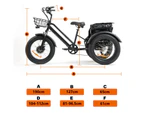 48V 750W Bafang Motor 3 Wheel Electric Tricycle 7 Speeds Shimano Fat Tyre Kenda
