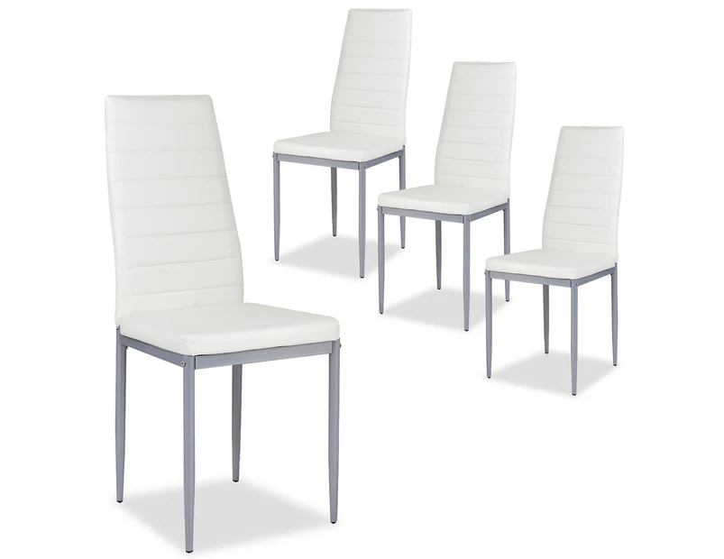 Giantex 4PCS PVC Leather Dining Chairs Upholstered Armless Chairs w/Metal Legs Home Office Chairs White