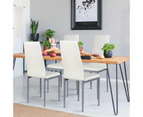 Giantex 4PCS PVC Leather Dining Chairs Upholstered Armless Chairs w/Metal Legs Home Office Chairs White