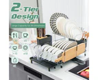 Giantex 2-Tier Dish Drying Rack Detachable Dish Rack w/360°Swivel Spout & Utensil Holder Dish Drainer Set Sink Organization