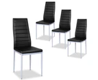 Giantex 4PCS PVC Leather Dining Chairs Upholstered Armless Chairs w/Metal Legs Black