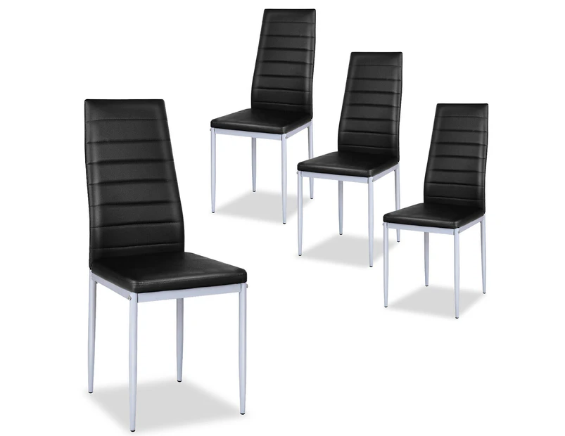 Giantex 4PCS PVC Leather Dining Chairs Upholstered Armless Chairs w/Metal Legs Black