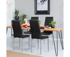 Giantex 4PCS PVC Leather Dining Chairs Upholstered Armless Chairs w/Metal Legs Black