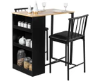 Giantex 3PCs Bar Table Set Pub Dining Set Counter Height Kitchen Table Chairs w/Shelving Restaurant Bistro