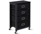 Giantex Mobile File Cabinet 4 Chest of Drawers Dresser Side Cabinet w/Wheels & Brakes Bedside Table Home Office Black