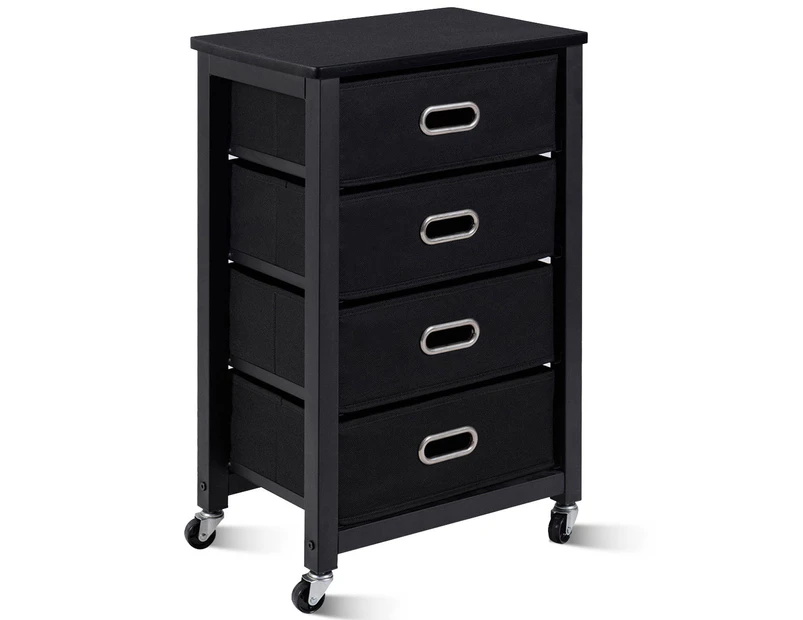 Giantex Mobile File Cabinet 4 Chest of Drawers Dresser Side Cabinet w/Wheels & Brakes Bedside Table Home Office Black
