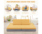 Giantex 4-Piece Convertible Kids Sofa 2 Folding Mats & 2 Triangular Pillows Yellow