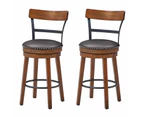 Giantex 2PCS Swivel Bar Stools Vintage Counter Height Dining Chair w/Soft Cushions & Footrests 99cm Upholstered Breakfast Stools