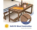 Giantex Kids Wood Picnic Table and Bench Set Camping Table Set w/Cushions Umbrella BBQ Desk Party Beach Brown