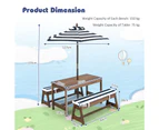 Giantex Kids Wood Picnic Table and Bench Set Camping Table Set w/Cushions Umbrella BBQ Desk Party Beach Brown