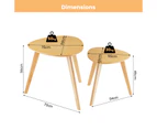 Giantex 2PCs Nesting Table Oval Solid Wood Coffee Tables Sofa Side for Living Room Bedroom Office Natural