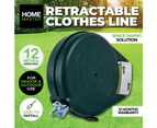 Home Master Retractable Clothesline Wall Mountable Space Saving Removable 12m