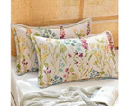 Pillow Case Family Thickening Couple Pillow Case Flower Printed Pillow Case Pillow Case--White