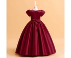 Satin Short-Sleeve Embellishment Prom Dress